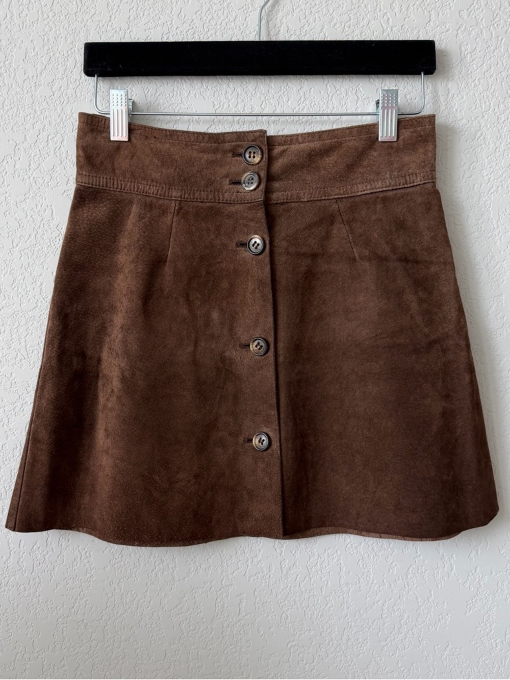 100% genuine suede Button-Front A-Line Skirt